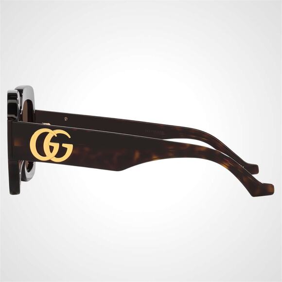 GUCCI Sunglasses New Brown Tortoise Square 50mm Gold Metal GG Logo Authentic main image 8